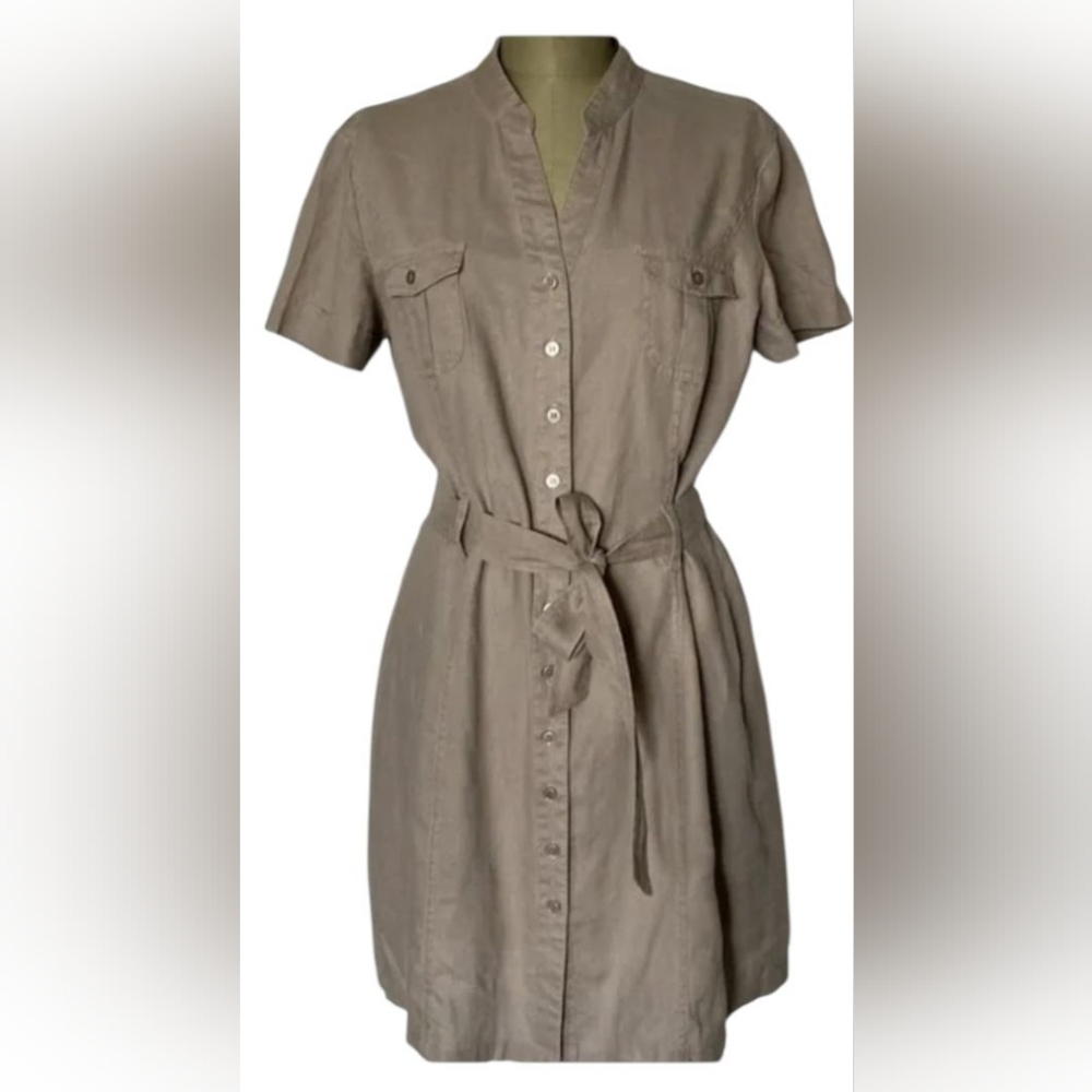 Anthropologie Malvin Elegant Tan Shirt Dress Large